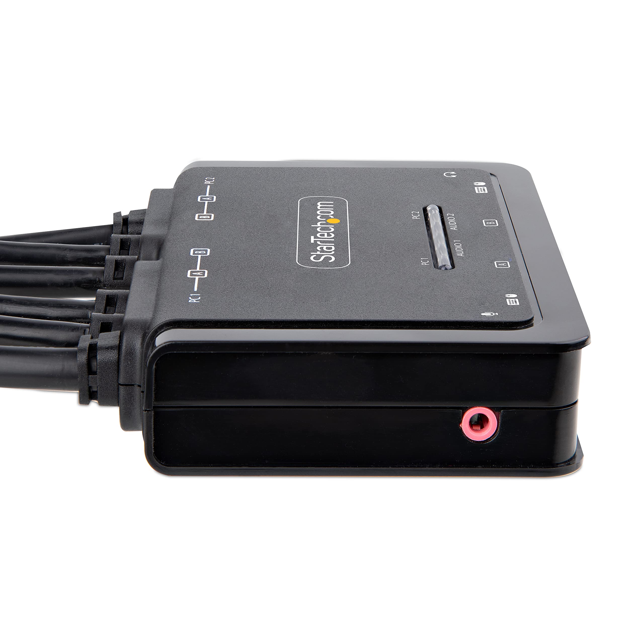 StarTech 2 Port Dual-Monitor HDMI KVM, 4K 60Hz, USB-betrieben, 1,5m Kabel | Integrierte Kabel, USB-A, Hotkey, Fernumschaltung, Zwei Monitore, Desktop