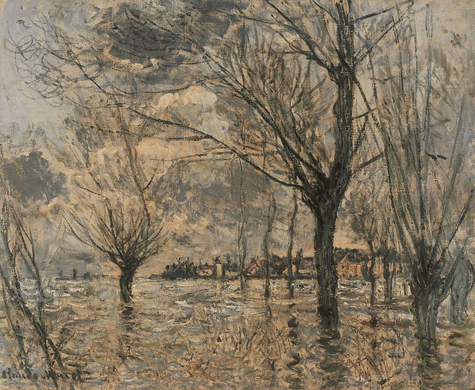 ARTXLXXBN Famous Print Painting Colorful Art Print Flood of the Seine At Vétheuil by Claude Monet Canvas Art Decorations for Home Decor 60x90cm