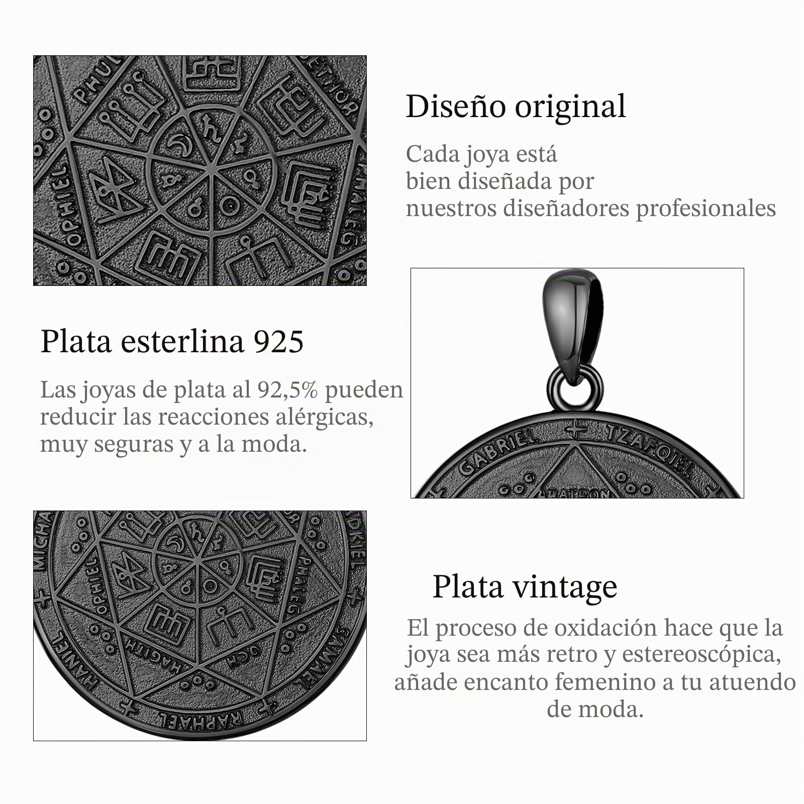 CELESTIA Sello Siete Arcangeles Collar San Miguel Arcangel Colgante Plata de ley 925 Joyería Regalos para Hombres Mujeres