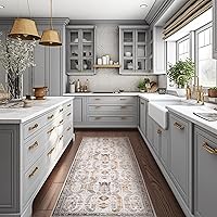 Vista 4 de Alfombras antideslizantes de 2.6 x 8 pies, alfombras resistentes a las manchas para pasillos, cocina y entrada, alfombras lavables estilo clásico