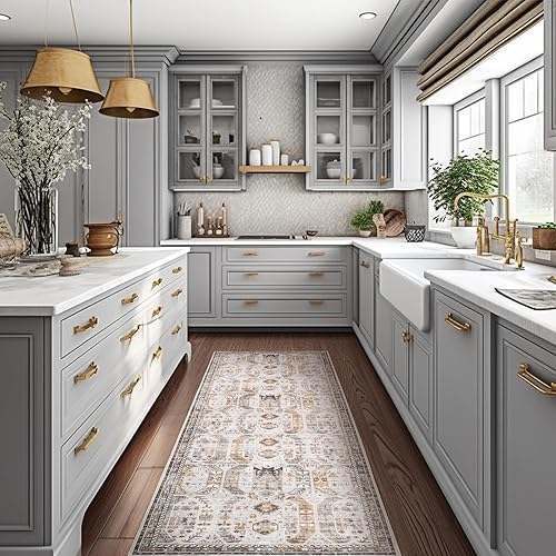 Miniatura 4 de Alfombras antideslizantes de 2.6 x 8 pies, alfombras resistentes a las manchas para pasillos, cocina y entrada, alfombras lavables estilo clásico