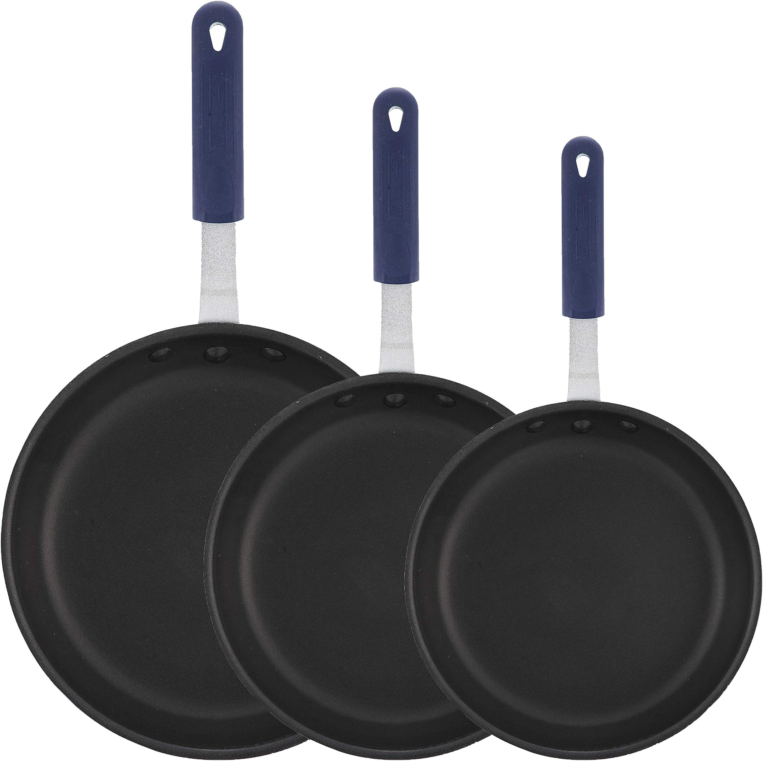 Tiger ChefNonstick Frying Pan Set - Commercial Aluminum Restaurant Fry Pans skillets - 7 Inch, 8-Inch, 10 in. Cookware Set with Silicone Sleeve Commercial Grade