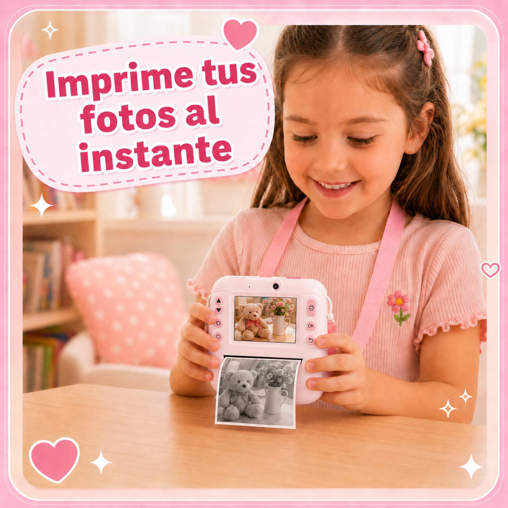 Cámara Fotos Infantil Instantánea para Niños y Niñas 3-12 Años - Imprime +50 Fotos Seguidas sin Sobrecalentarse - Graba Vídeo - Sin Juegos - SD 32GB + 5 Rollos Térmicos - Caja Regalo Premium