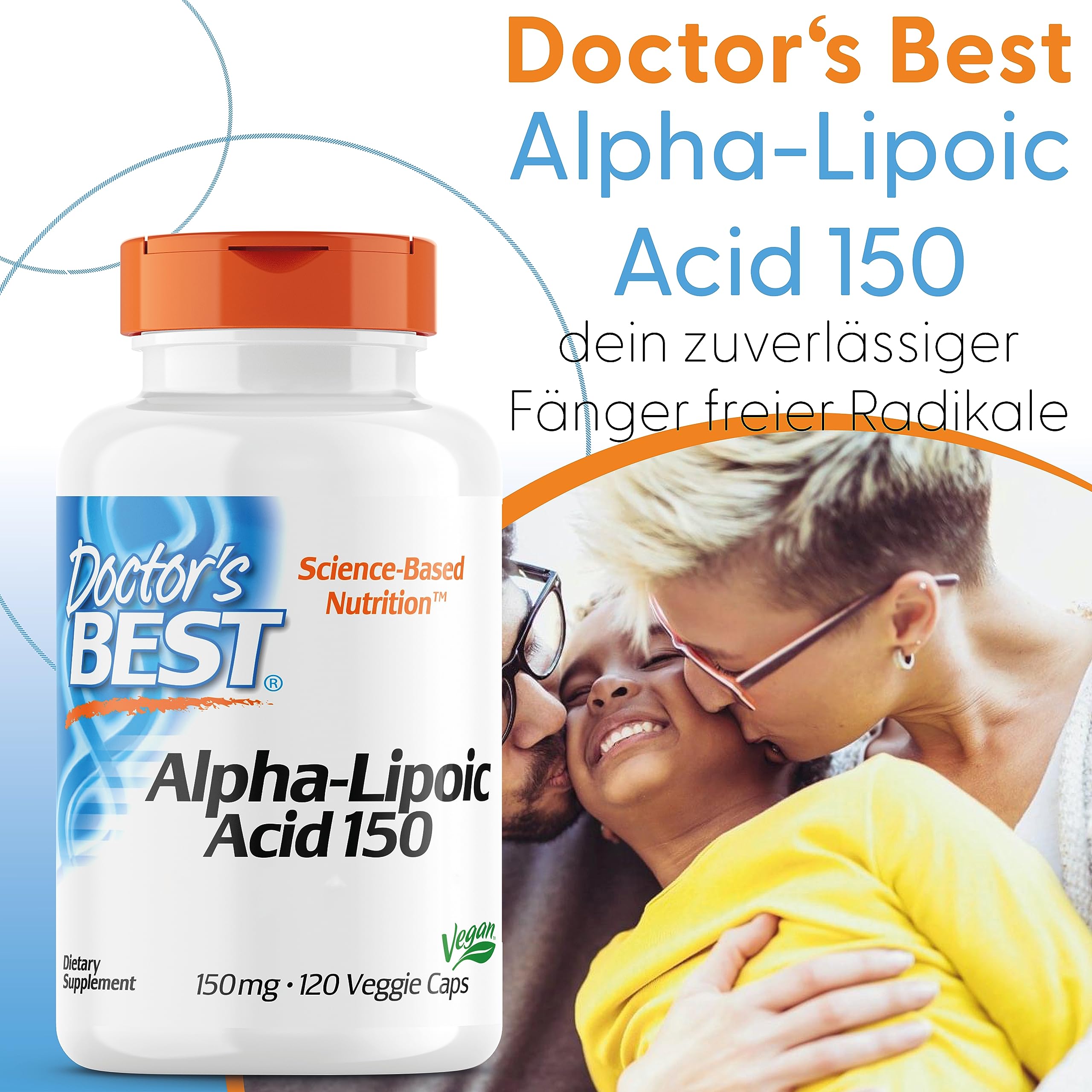 Doctor's Best, Alpha-Lipoic Acid (Alpha-Liponsäure), 150mg, 120 vegane Kapseln, Laborgeprüft, Glutenfrei, Sojafrei, Vegetarisch