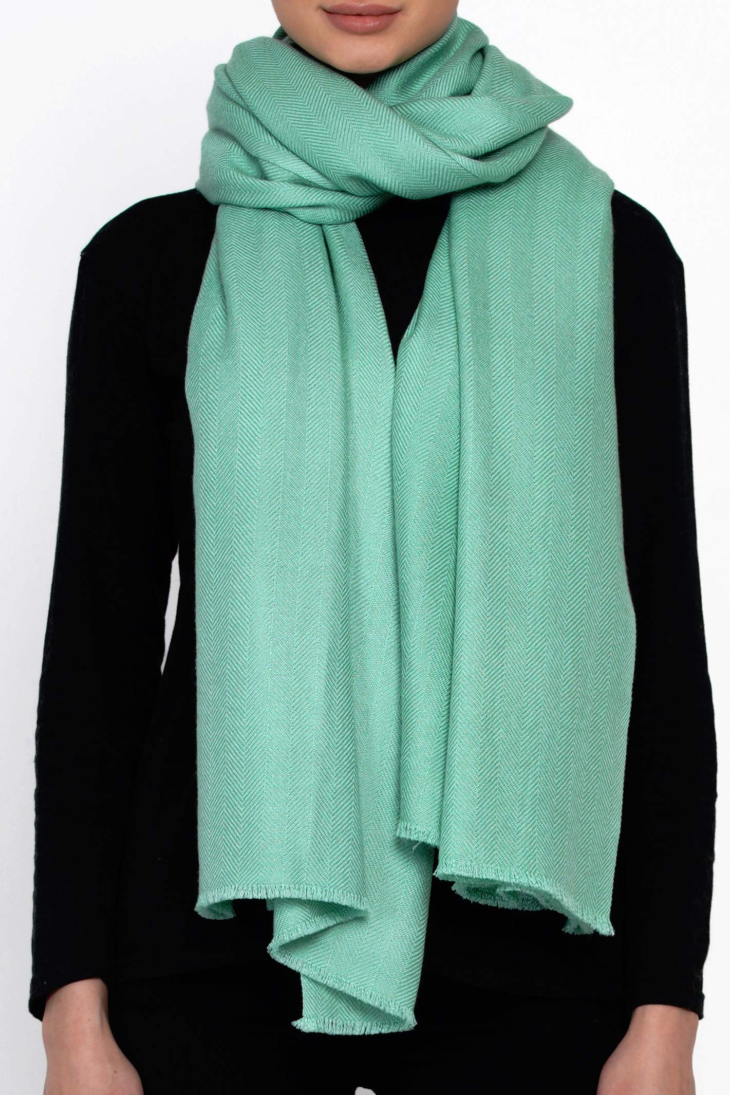 Coperta Sciarpa realizzata in Kashmir (confezione regalo) Inteligente Merino Lana Seta Cashmere Misto Plaid grande estremamente morbida Pashmina Turchese