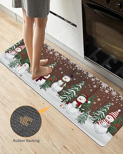 Miniatura 9 de Tapete de baño de invierno con diseño de muñeco de nieve para bañera, antideslizante, de secado rápido y absorbente, con tierra de diatomeas, para