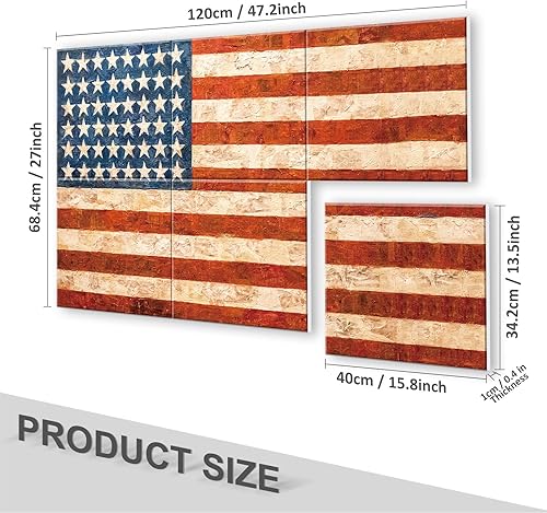 Miniatura 3 de JBER Arte de pared para sala de estar, bandera sin marco sobre tablero de fibra, 6 paneles empalmados en una gran decoración de pared autoadhesiva,