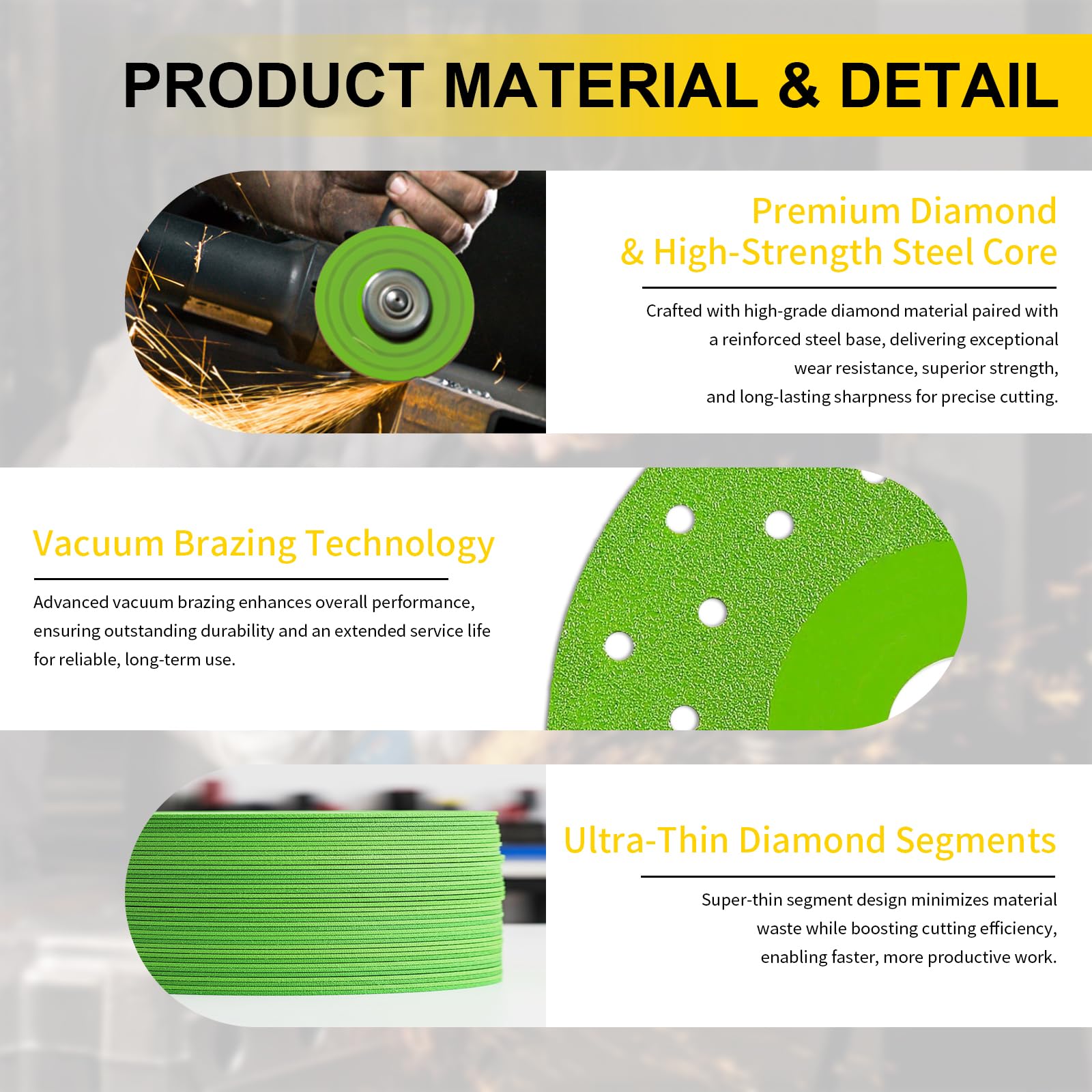 6 discos de corte de diamante de 4.5 pulgadas para amoladora angular, juego de cuchillas de diamante ultrafinas para azulejos, mármol, vidrio, porcelana, piedra, discos de corte de precisión sin