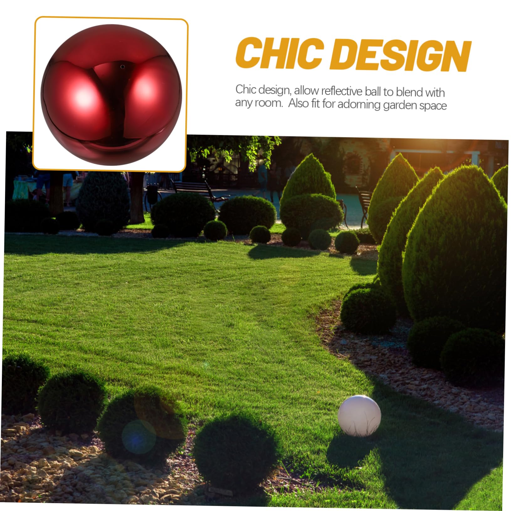 Sfera Design Semplice in Acciaio Inossidabile Riflettente da Giardino e Lunga Durata Rossa, Decorazione Esterna per Patio