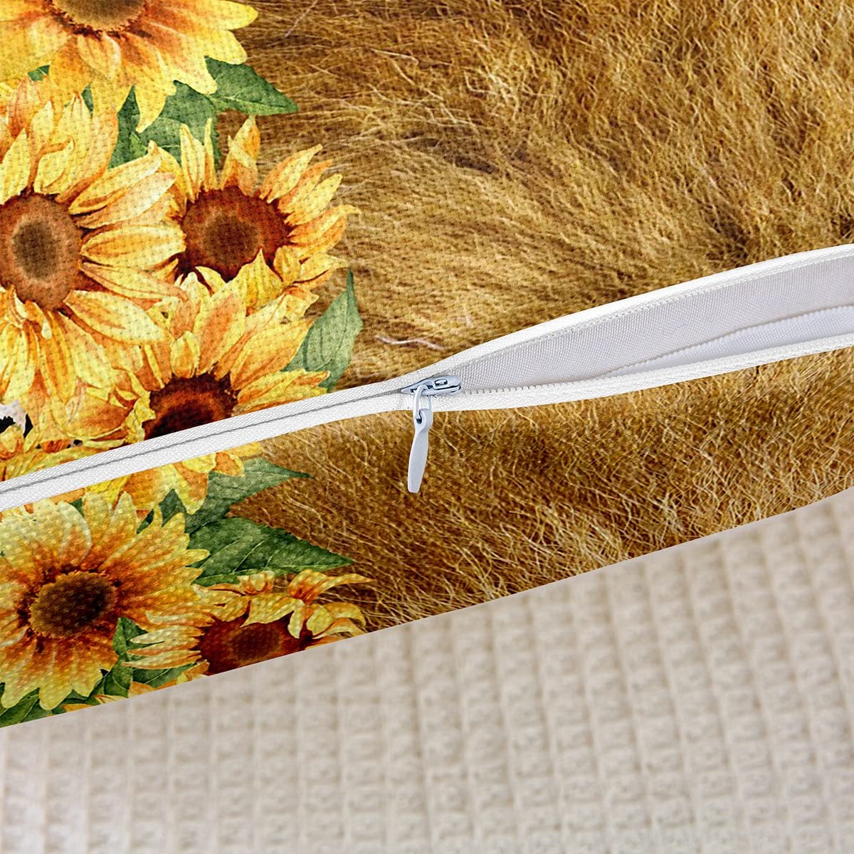 Homemissing Juego de 4 fundas de almohada decorativas de zorro, suaves, rústicas, de granja, girasol, leopardo, cuadradas, para sofá, dormitorio, vida silvestre, fundas de almohada de 20 x 20 pulgadas