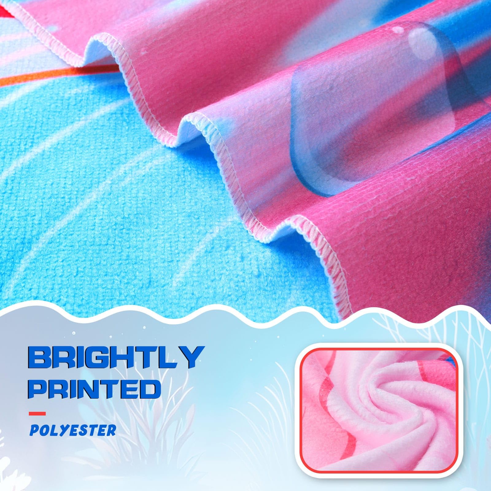 WERNNSAI Dinosaur Kids Beach Towel for Girls 76 x 150cm Axolotl Sand Free Swim Towels for Girls Bath Pool Camping Travel Towel Quick Dry Ultra Absorbent Super Soft Beach Blanket Bath Shower Towel - Image 3