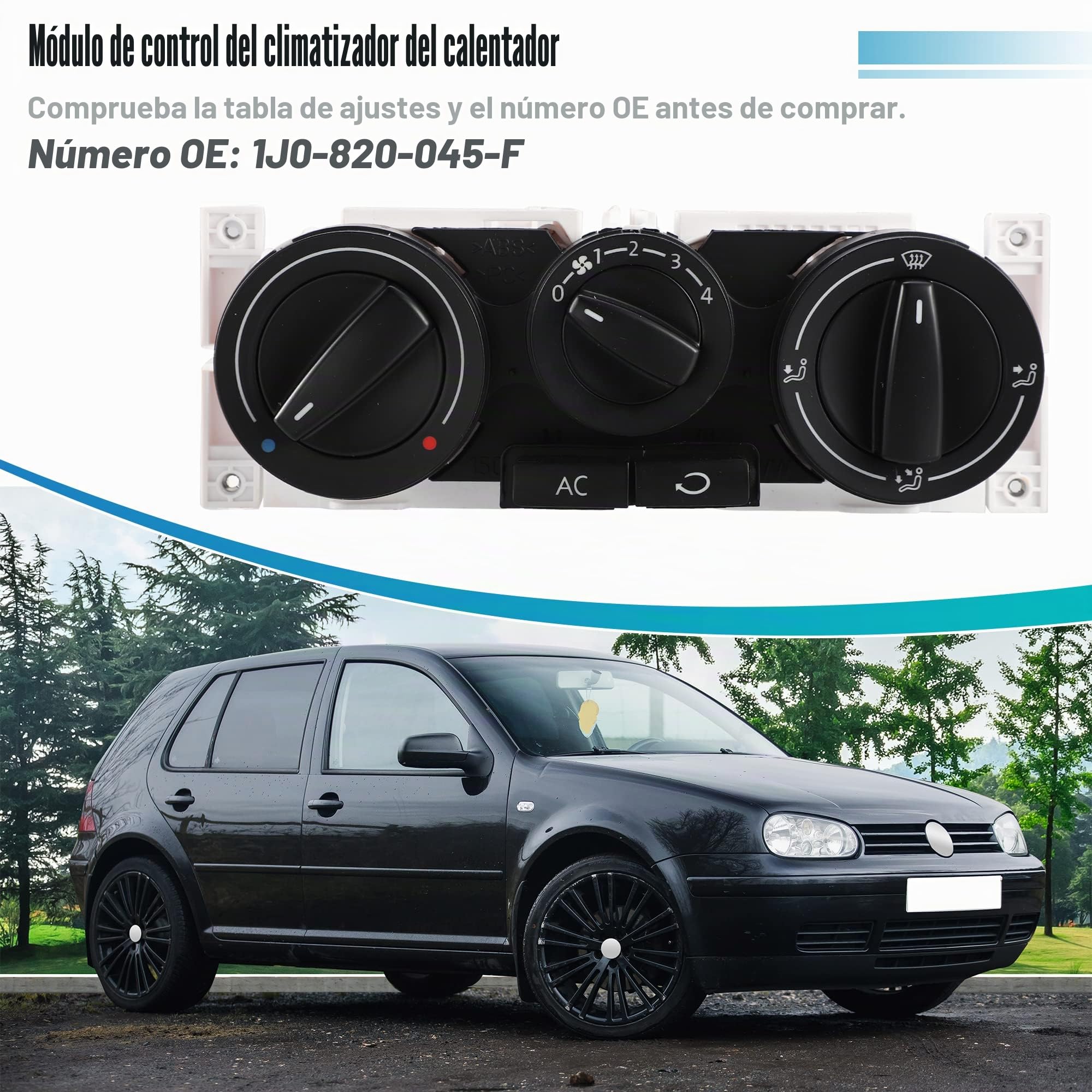 X AUTOHAUX Control De Climatizador Hvac Para Volkswagen Golf 98-06 1Pc | Para Volkswagen Golf City 07-10, Passat 97-05, Bora 05, Lupo 05-06, Polo Classic 00-02, Oe:1J0-820-045-F, Metal Y Abs