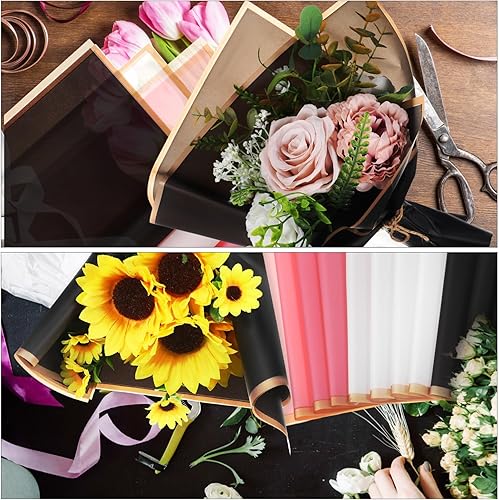 Miniatura 7 de Tofficu 60 hojas de papel de regalo de flores, papel de regalo floral con borde dorado para boda, manualidades, regalo, florería, bouquet, embalaje,