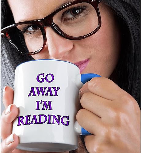 Miniatura 2 de 3dRose mug_223978_6 Go Away I'm Reading - Taza azul de dos tonos, 11 onzas Negro/Blanco,Azul/Blanco,Verde/Blanco,Varios
