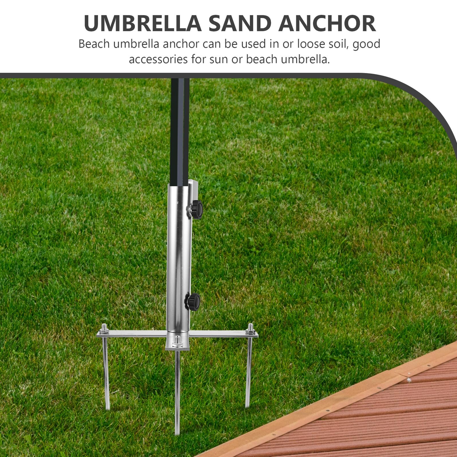 BESTonZON Soporte de Anclaje para Sombrilla de Exterior Portátil de Hierro Punta Desmontable para Jardín, Playa y Camping, Base Segura para Parasol