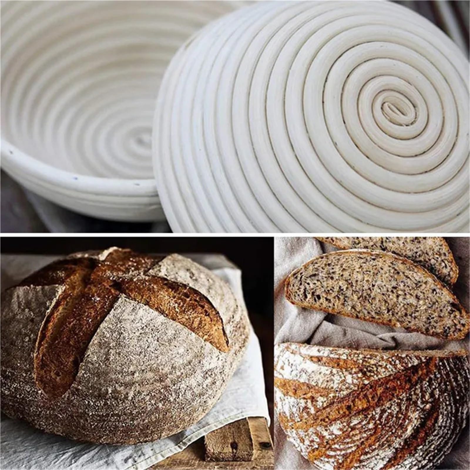 Kosz do proofingu chleba, Rattanowe kosze do wyrastania chleba Okrągłe owalne drewno w kolorze wielu rozmiarów(Round 25X8.5cm)