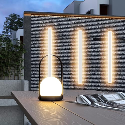 Vista 64 de Paquete de 2 luces para exteriores, moderna lámpara de pared para exteriores, tira larga, aplique de pared LED IP65, luz cálida antioxidante, 3000