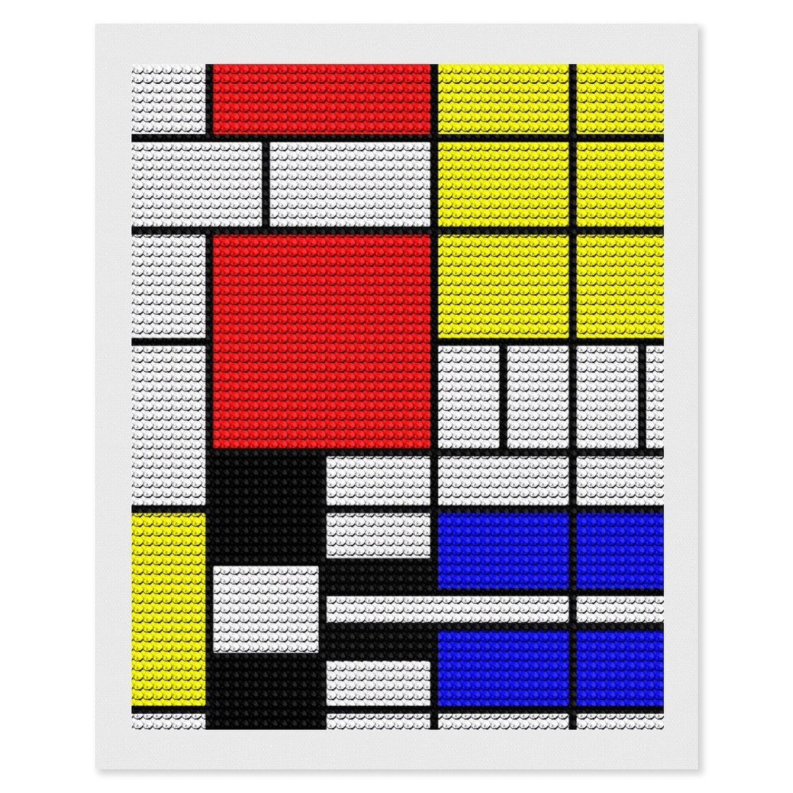 Nclqvjxzkhw Style Mondrian Diamond Art Painting For Adult Round Diamonds Pictures Arts Crafts Home Wall Decor 16"X20"