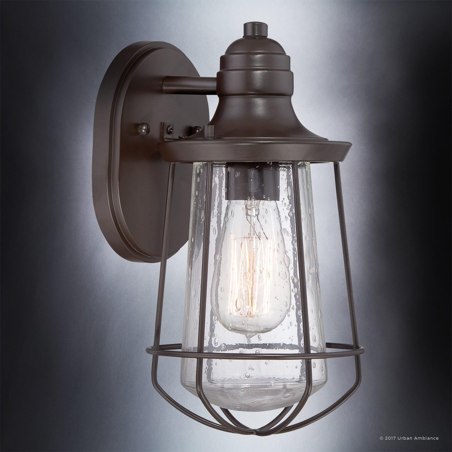 Hоt Dеаlѕ Luxury Vintage Outdoor Wall Light, Small Size: 11.25H x 6.25W, with Nautical Style Elements, Cage Design, Estate Bronze Finish and Seeded Glass, Includes Edison Bulb, UQL1120 by Urban Ambiance ❤ Crаzу Dеаlѕ Luxury Vintage Outdoor Wall Light, Small Size: 11.25H x 6.25W, with Nautical Style Elements, Cage Design, Estate Bronze Finish and Seeded Glass, Includes Edison Bulb, UQL1120 by Urban Ambiance