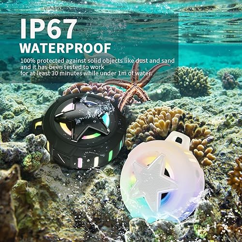 Miniatura 10 de EBODA Altavoz de ducha Bluetooth, altavoces portátiles impermeables IP67, flotante, tarjeta TF, pequeño altavoz al aire libre con luz LED, estéreo