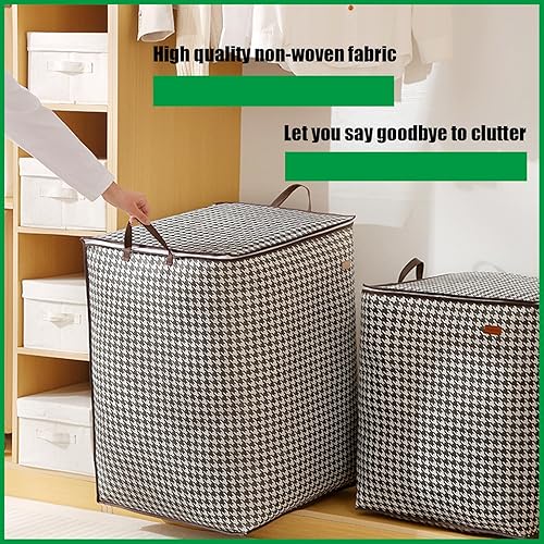 Miniatura 3 de AOKLEY Paquete de 2 bolsas de almacenamiento grandes, contenedores de almacenamiento plegables para armario, contenedores de almacenamiento con asas