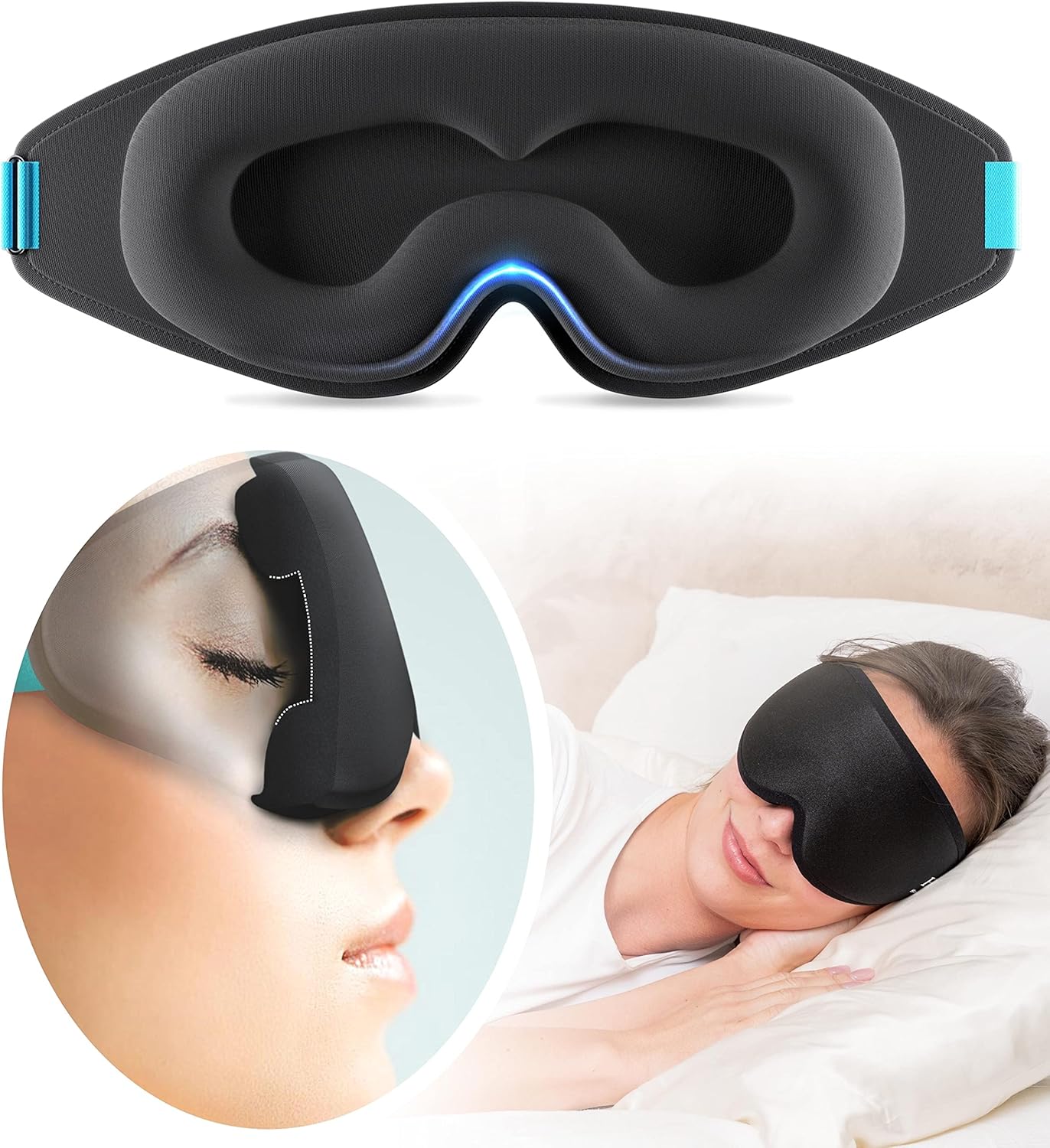 Halo 3D Sleep Mask for Women and Men Blackout Eye Mask for Sleeping