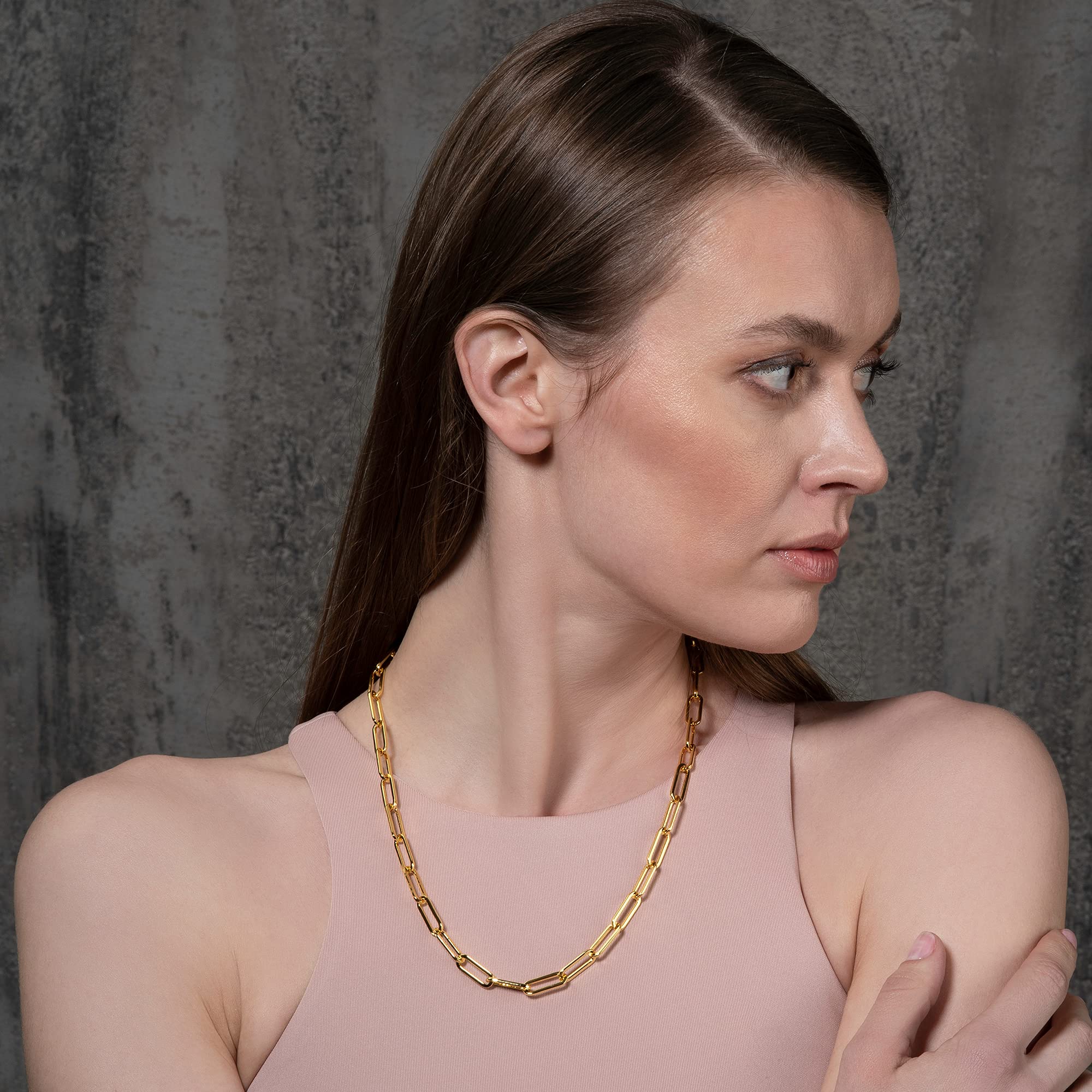 namana Collar de cadena de oro con clip para mujeres y adolescentes, collar de cadena de oro grueso para mujer con bolsa de joyería