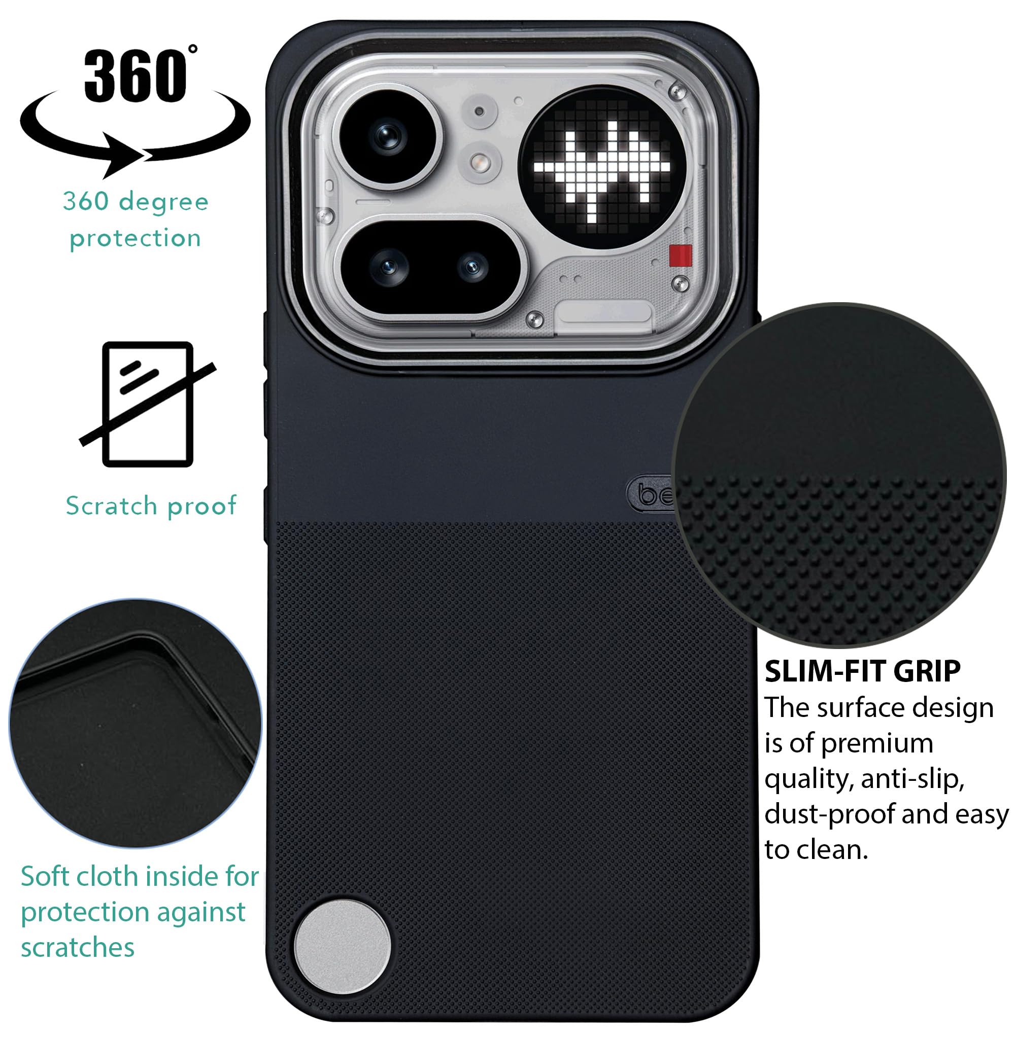 NIUKIN Rugged Soft Back Case for Nothing Phone 4a Pro 5G | Shockproof Scatrchproof Cover | Black (Design 02) — Amazon image 2