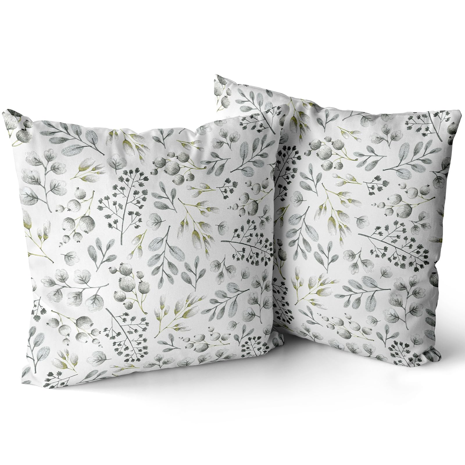 XPHZZL Cushion Covers Set of 2 Pack 45 x 45 cm(18x18 inch)- Dutch Velvet Double Sided Garden leaves Decorative Pillow Covers for Sofa Bed Garden Outdoor Spring Decor Set of 2-White