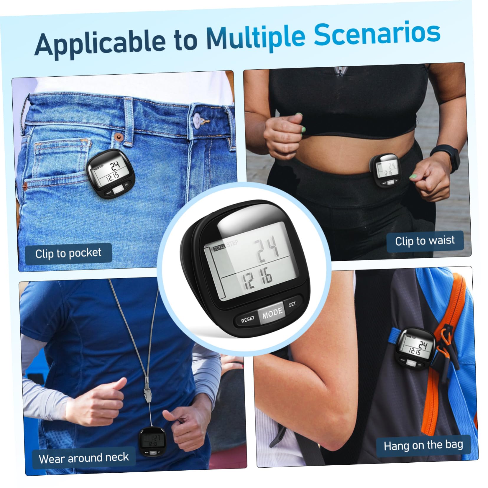 TOYANDONA 3D Sensor Pedometer Step Counter for Outdoor Pedometer Clip Step Counter Walking Tracker