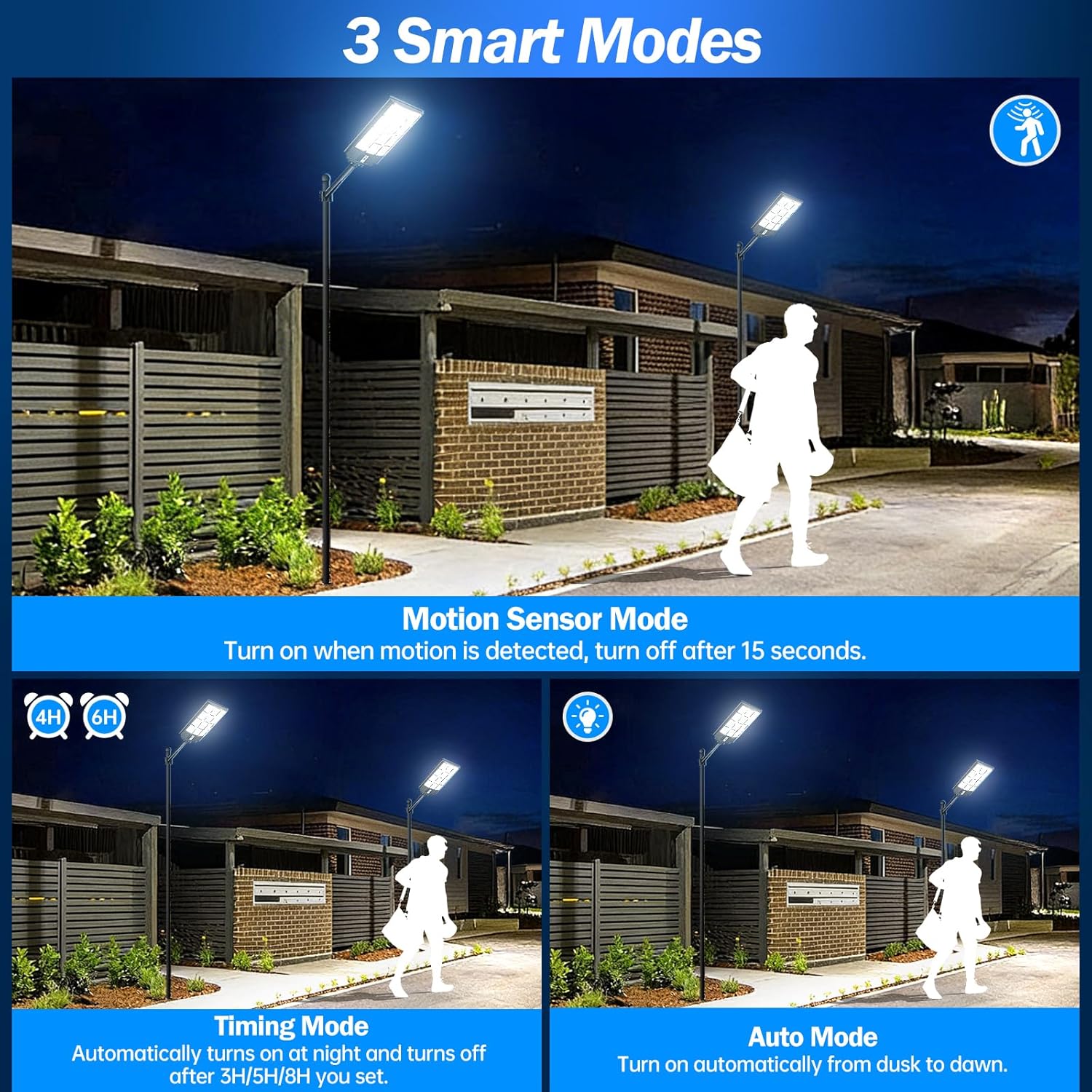 6000W Solar Street Lights Outdoor Motion Sensor - Durable 7000K Dusk to Dawn LED Solar Flood Light Waterproof IP67,Energy-Efficient Security SolarLighting for Outside Garden Yard Parking Lot,Driveway