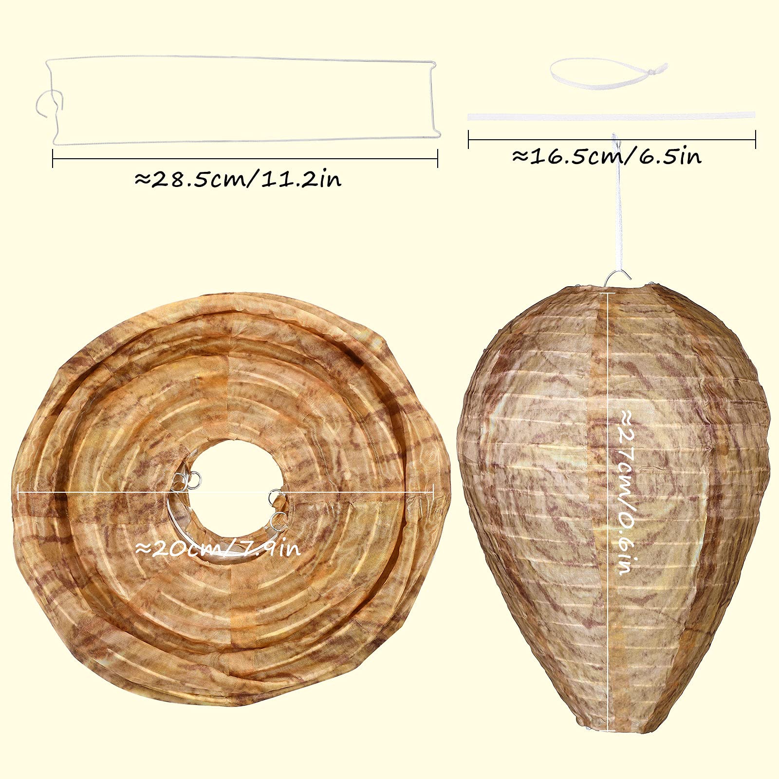 Honoson Lot de 8 leurres de guêpes à suspendre en matériau imperméable pour guêpes, frelons jaunes, maison, jardin, cour et extérieur (marron sable)