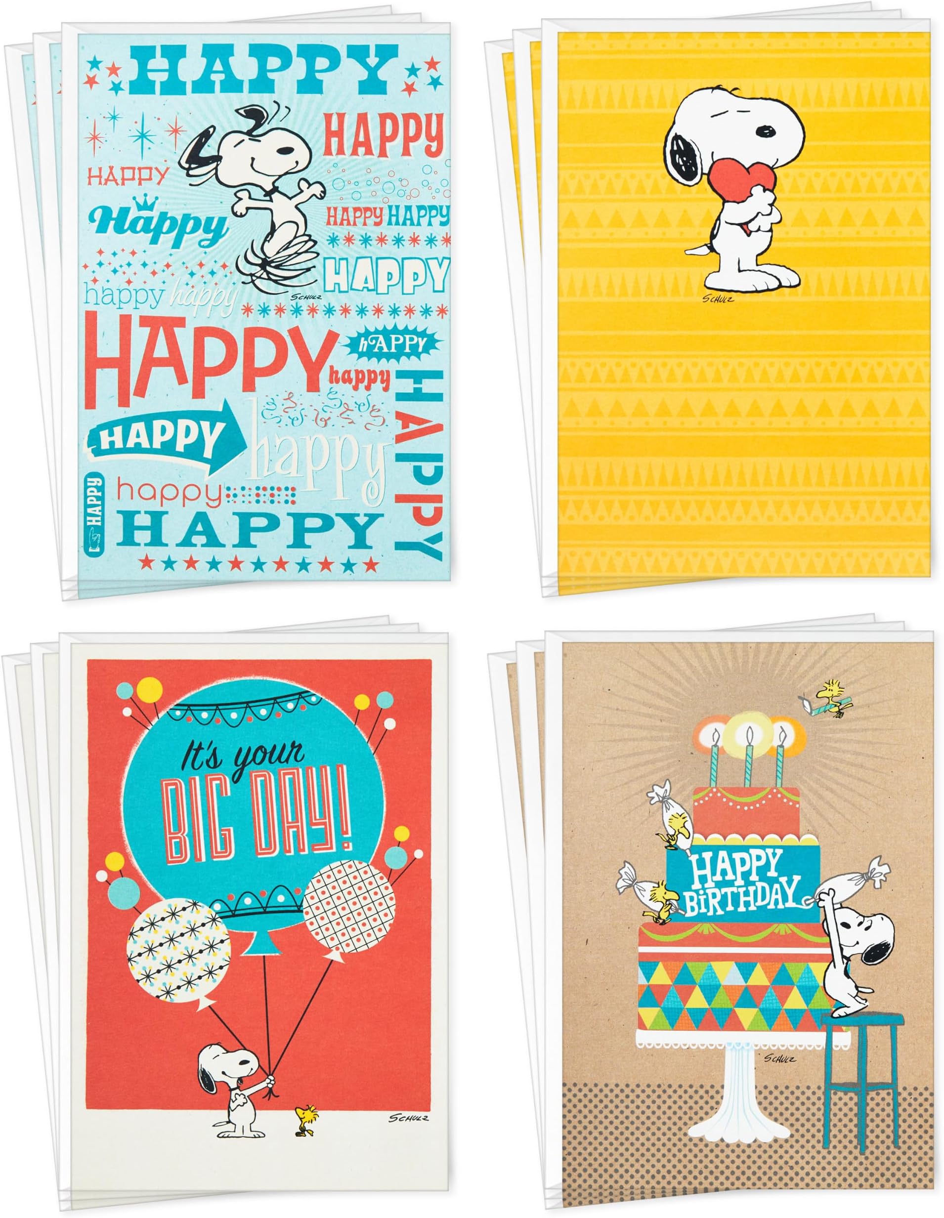 Peanuts Snoopy Birthday Cards, 12-Pack (It's Your Big Day!)