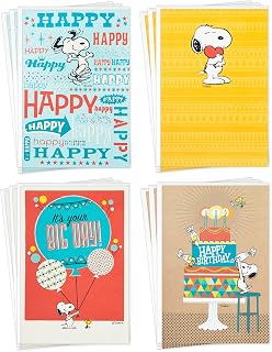 Hallmark Peanuts Snoopy Birthday Cards, 12-Pack (It's Your Big Day!)