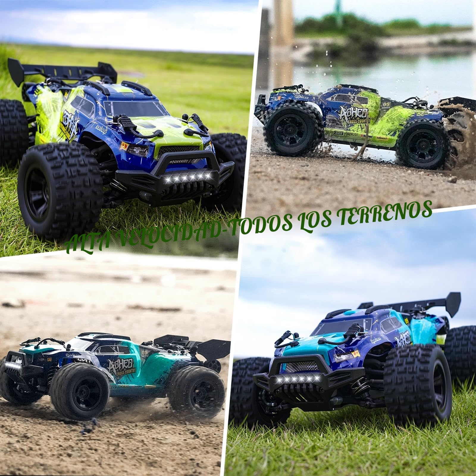 YONCHER 18101 Coche Teledirigido Adulto, 1:18 40KM/H RC Coche, 4WD Offroad RC Truck,4x4 Crawler con 2 Baterías 70+ Minutos para Niños