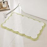 Ohocut Rug de runner à pétoncles en microfibre de luxe, Sable Beige Scalloped Pipe longue salle de bain Rug Boho Farmhouse Baignoire pour salle de bains, Tub, Évier, Douche, Antidérapant, Extra doux, Absorbant, 47x24