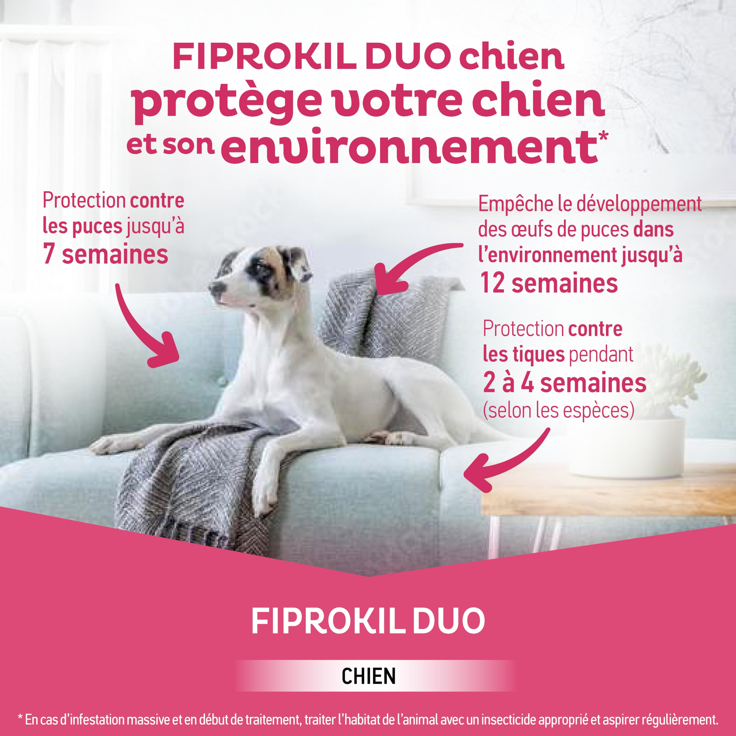 Fiprokil Duo Petits Chiens Clément Thékan (2-10 kg) - Anti-Puces/Tiques - Élimine parasites/Oeufs - Protège Jusqu’à 7 semaines l’Animal et 12 semaines l’Environnement - 4 pipettes Spot on