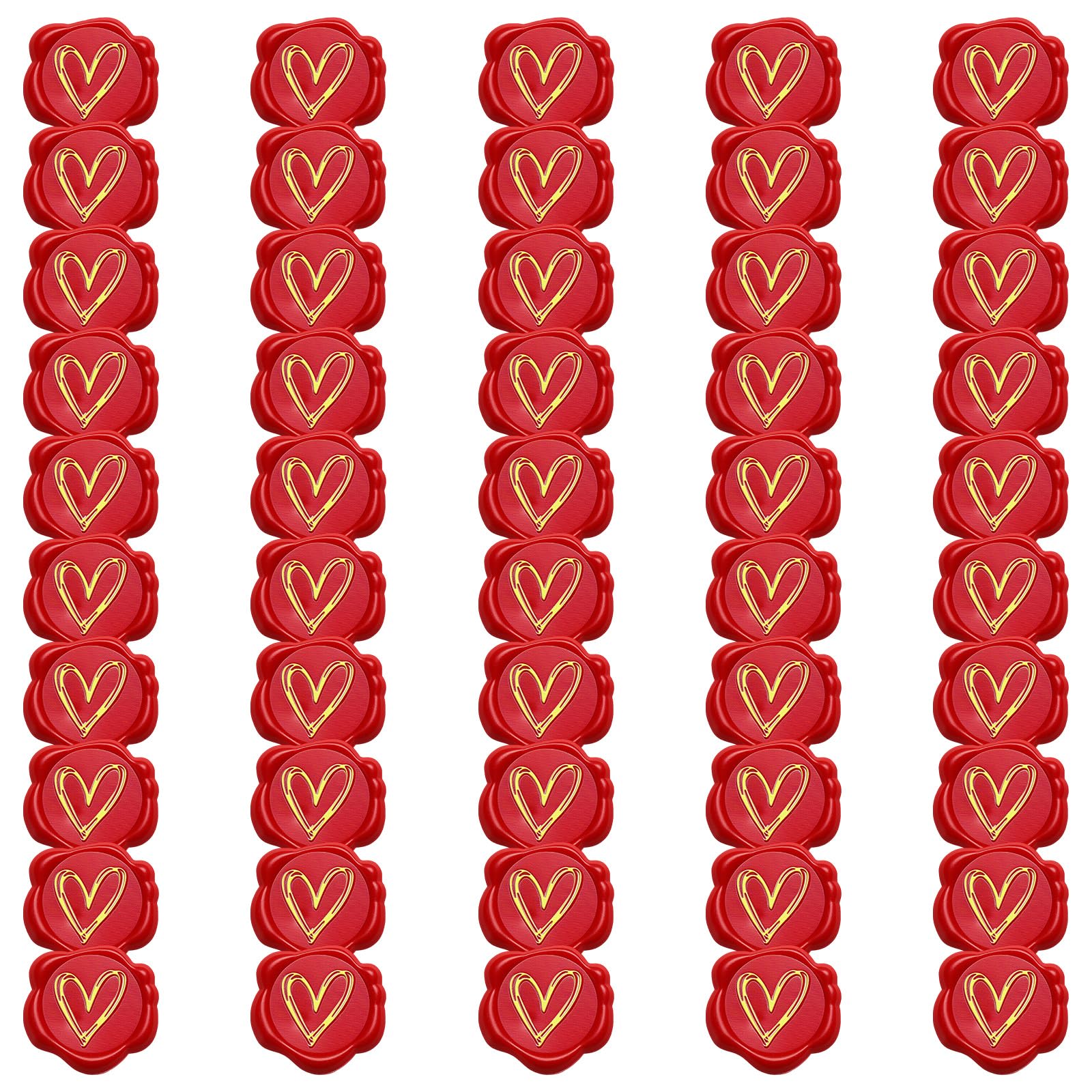 of 50 Heart Waxes Seal Sticker for Various Occasions Invites Card Decoration Envelope Seal