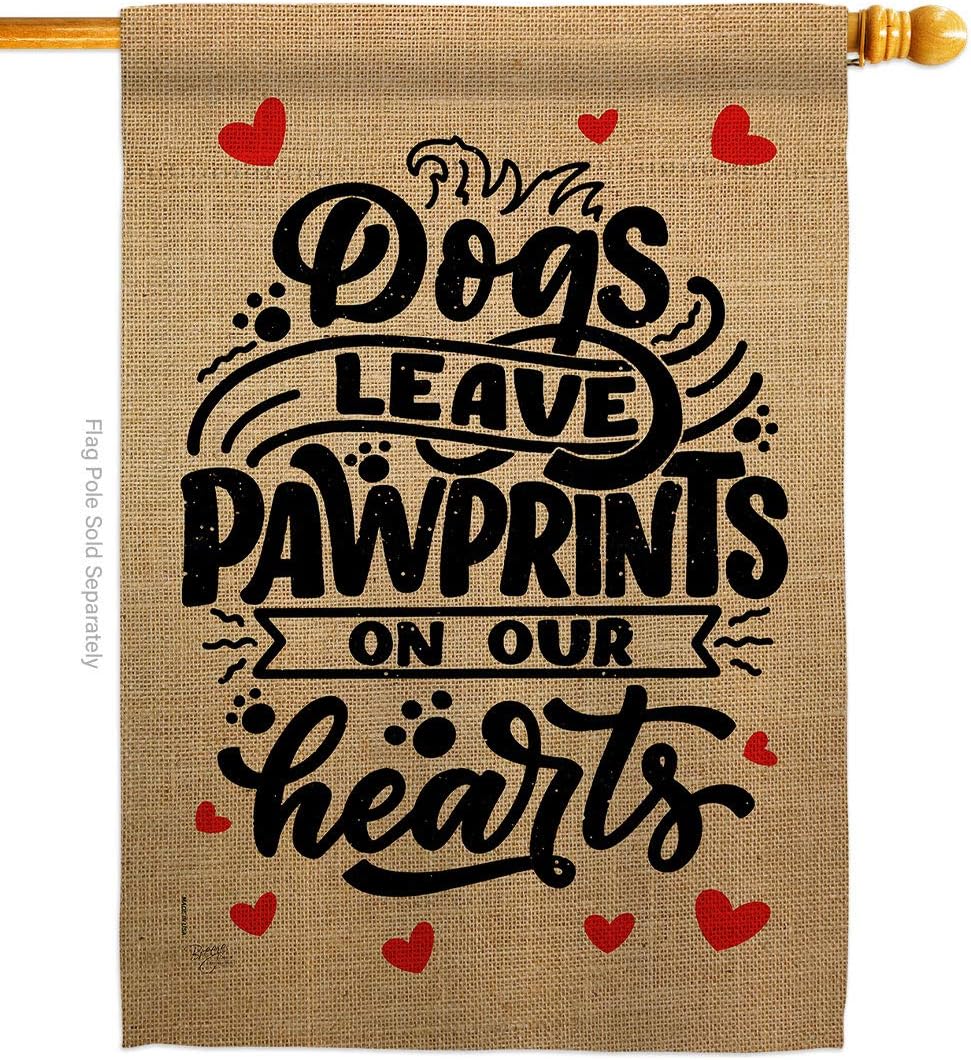 Dogs Leave Pawprints House Flag Animals Dog Puppy Spoiled Paw Canine Fur Pet Nature Farm Animal Creature Small Decorative Gift Yard Banner Made In USA 28 X 40