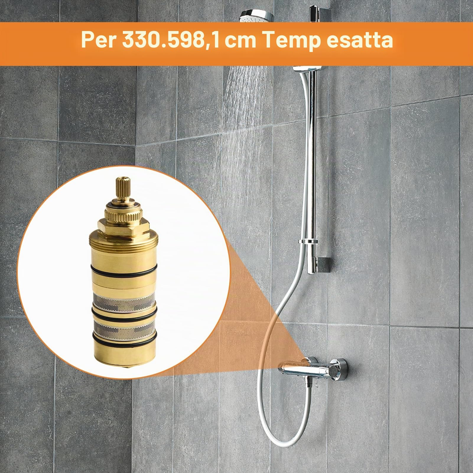 Cartuccia termostatica per doccia in ottone, per 130156 3/4 "Affidabile kit di sostituzione della cartuccia termostatica di controllo della temperatura