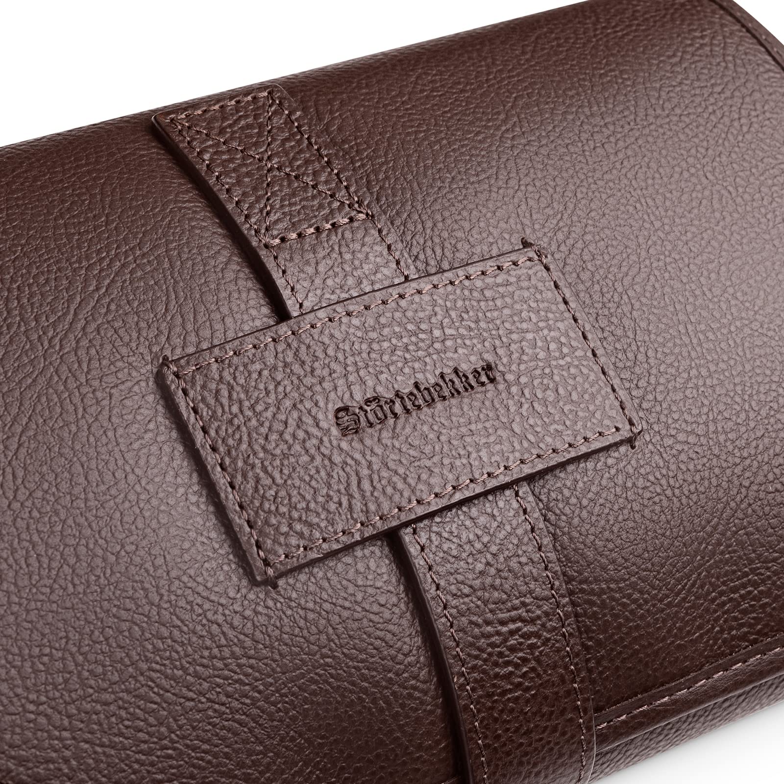 Störtebekker® Borsa da barba in pelle premium - Custodia per rasoio fatto a mano per la cura della barba, pennelo da barba, rasoio di sicurezza e accessori - Fine Toilet Bag & Borsa da toilette
