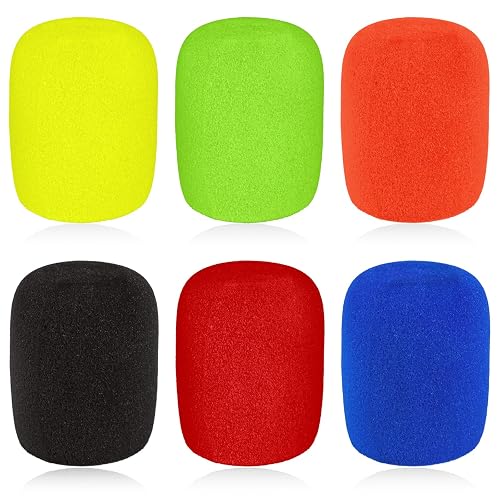 6 Pcs Colorful Reusable Foam Mic Cover Microphone Cover Microphone Covers Washable Mic Windscreen for Most Handheld Microphones(6 Colors)