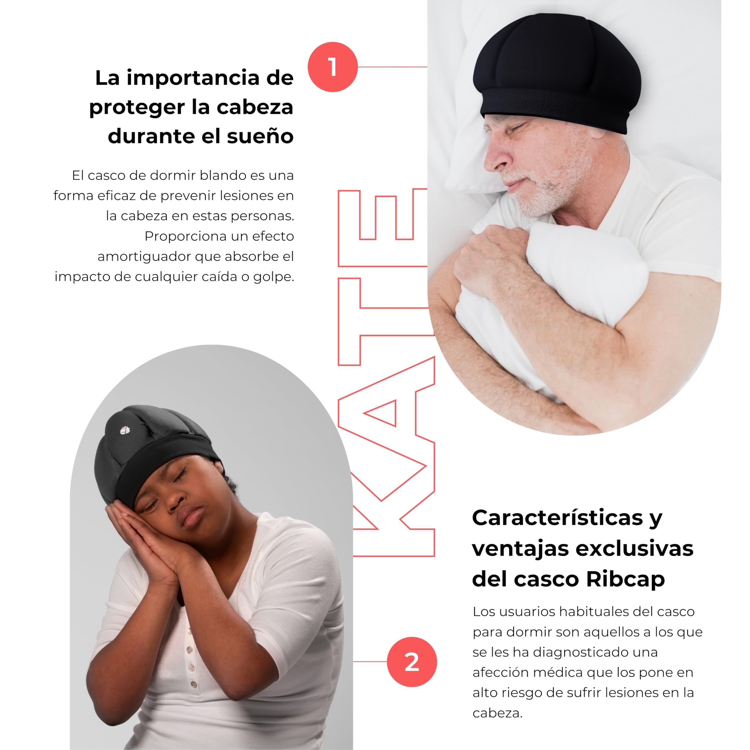 Ribcap Gorro para Dormir Kate | Casco Protector y Suave para la Noche