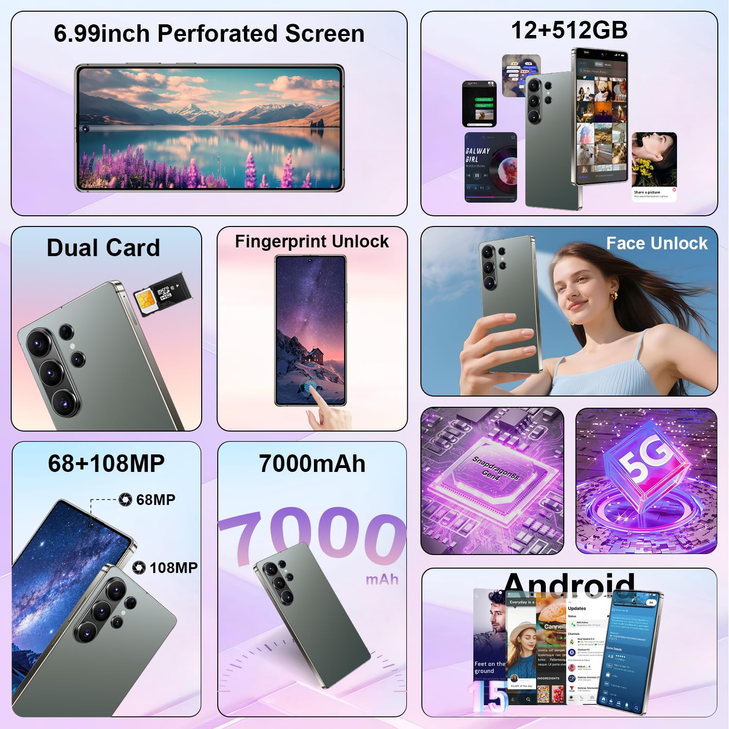 I26 Ultra Business 5G Smartphone, Dual SIM, 12GB+512GB, Snapdragon 8 Gen 4, 6.99" Screen, 7000mAh, Android 15, Stylus Pen & Face Unlock (Green) — view 2