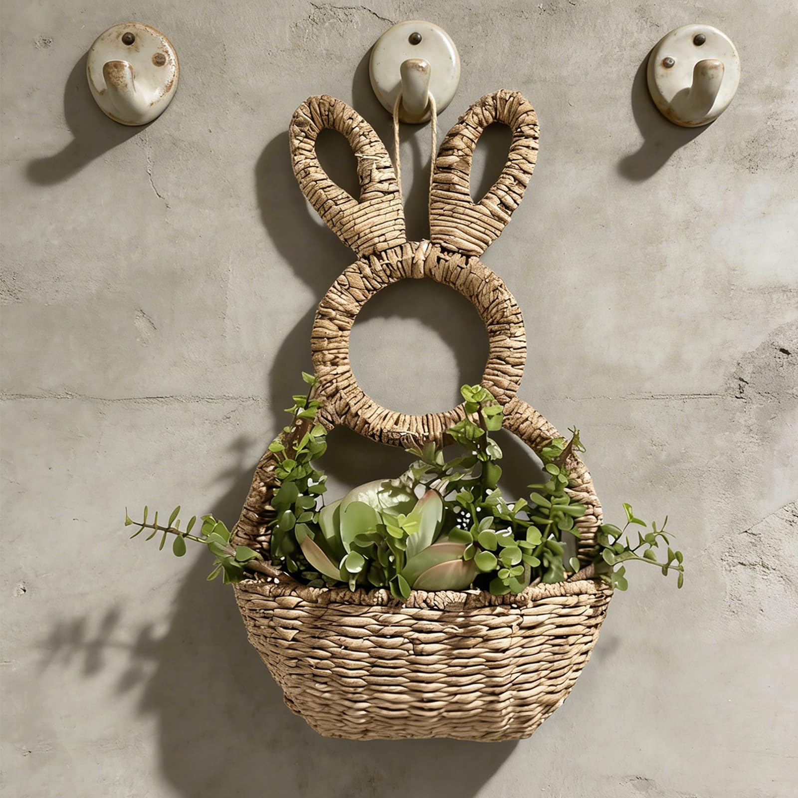 Panier de Lapins, Panier tissé Fait à la Main, Couronne Suspendue pour Portes d ' entrée, décorations de Lapins, Poche Murale, Poche Suspendue de Pâques
