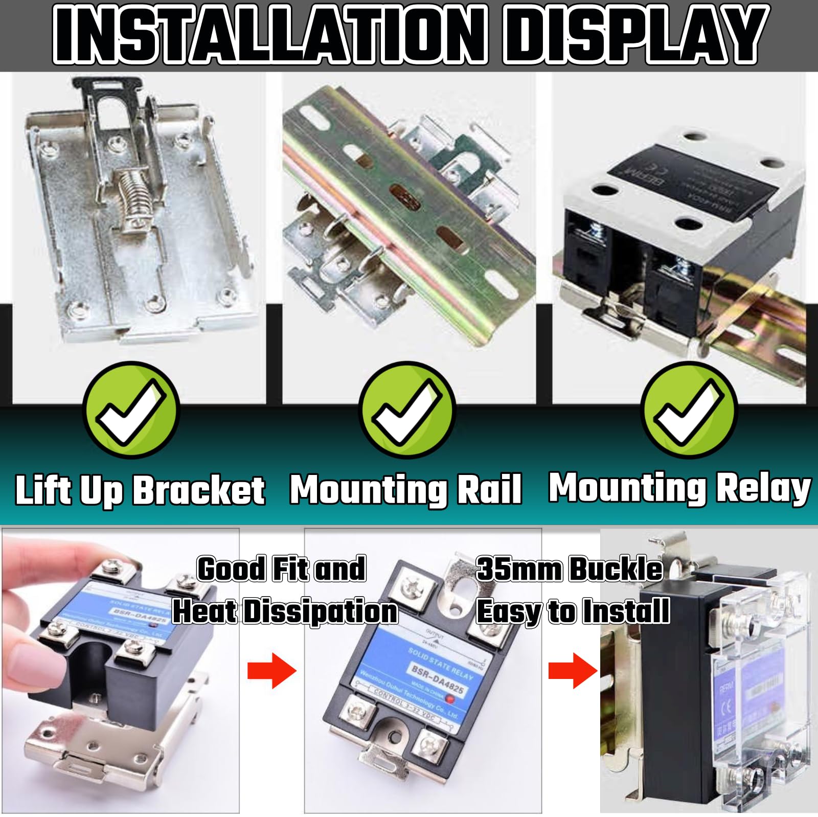Din Rail Mounting Clip Kit - 35mm Din Rail Clamp, Safe Mounting Bracket for Solid State Relays — Amazon image 4