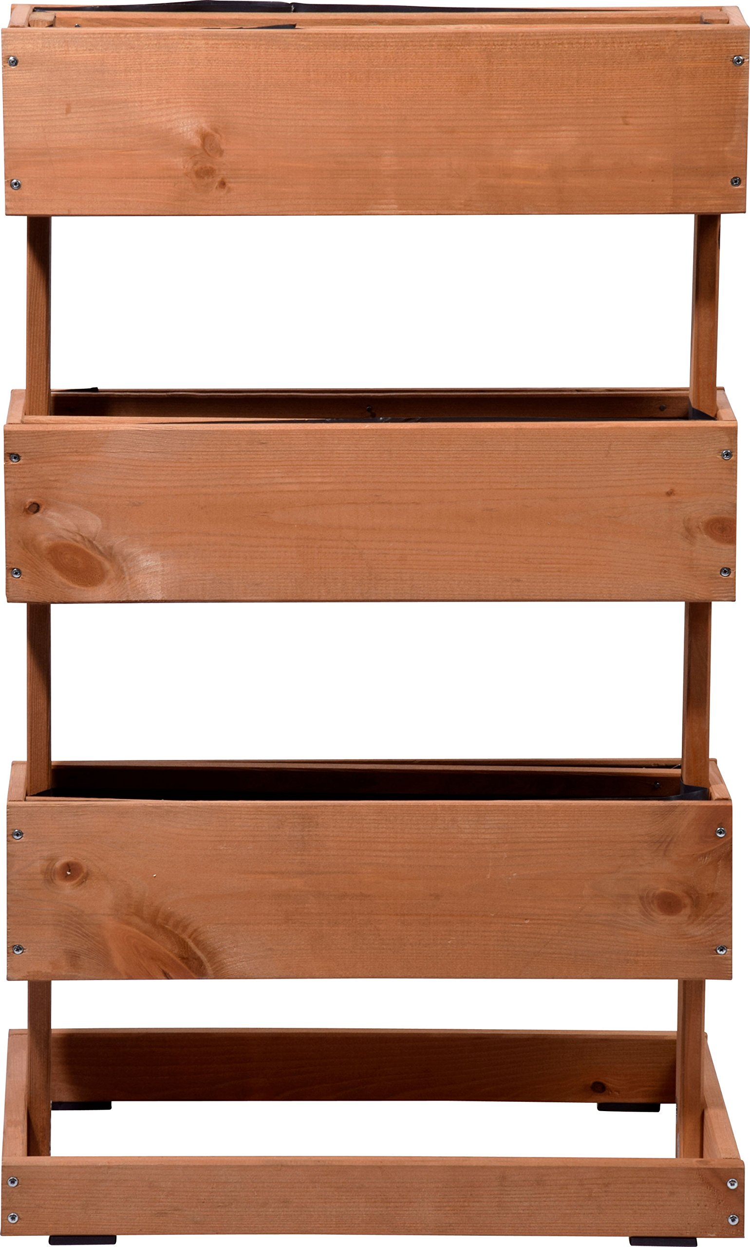 dobar® 58525e Pionowa grządka na kwiaty, trzypoziomowa, pionowa grządka z 3 skrzynkami na rośliny, pionowa grządka do ogrodu/tarasu/balkonu, w zestawie z folią na rośliny, 49,5 x 30 x 78 cm, brązowa