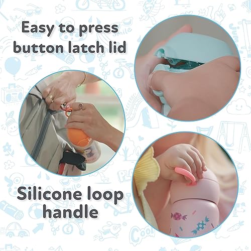 Miniatura 6 de Nuby Thirsty Kids - Taza de viaje de acero inoxidable sin derrames Flip-It Active de 14 onzas helado