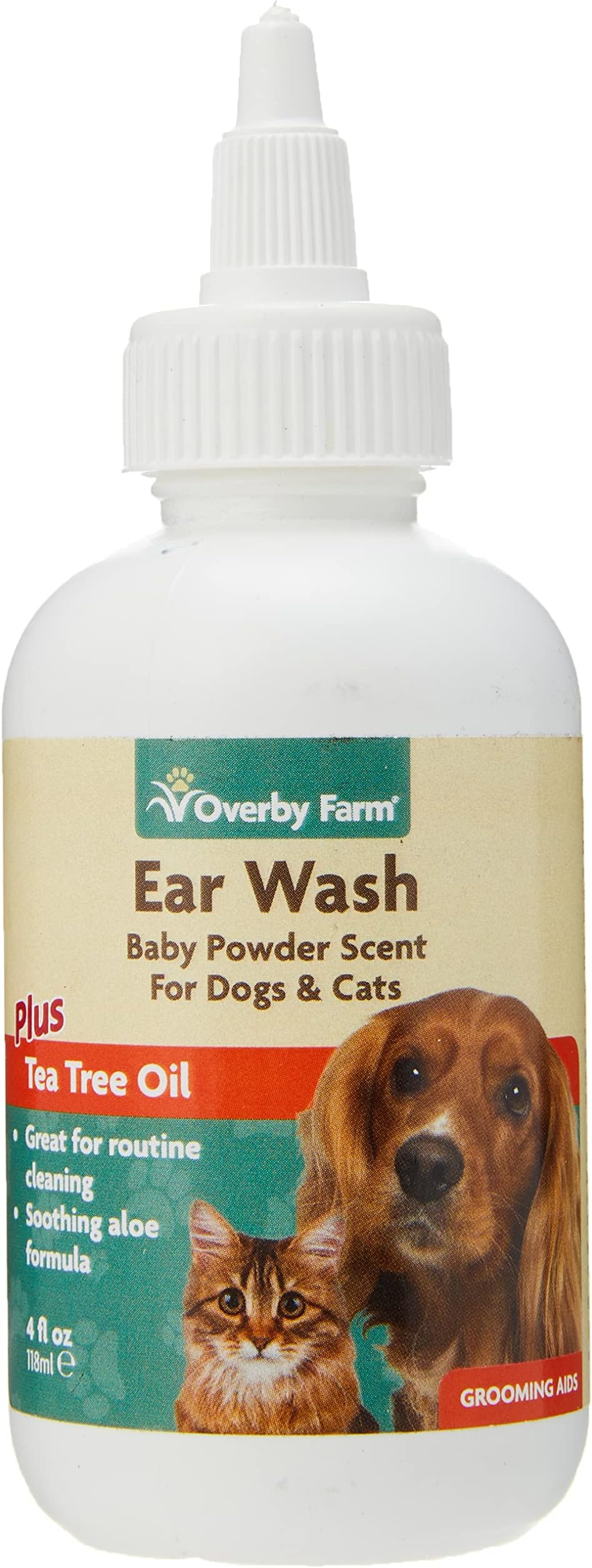 Overby Farm Ear Wash Liquid for Cats and Dogs, 118 ml