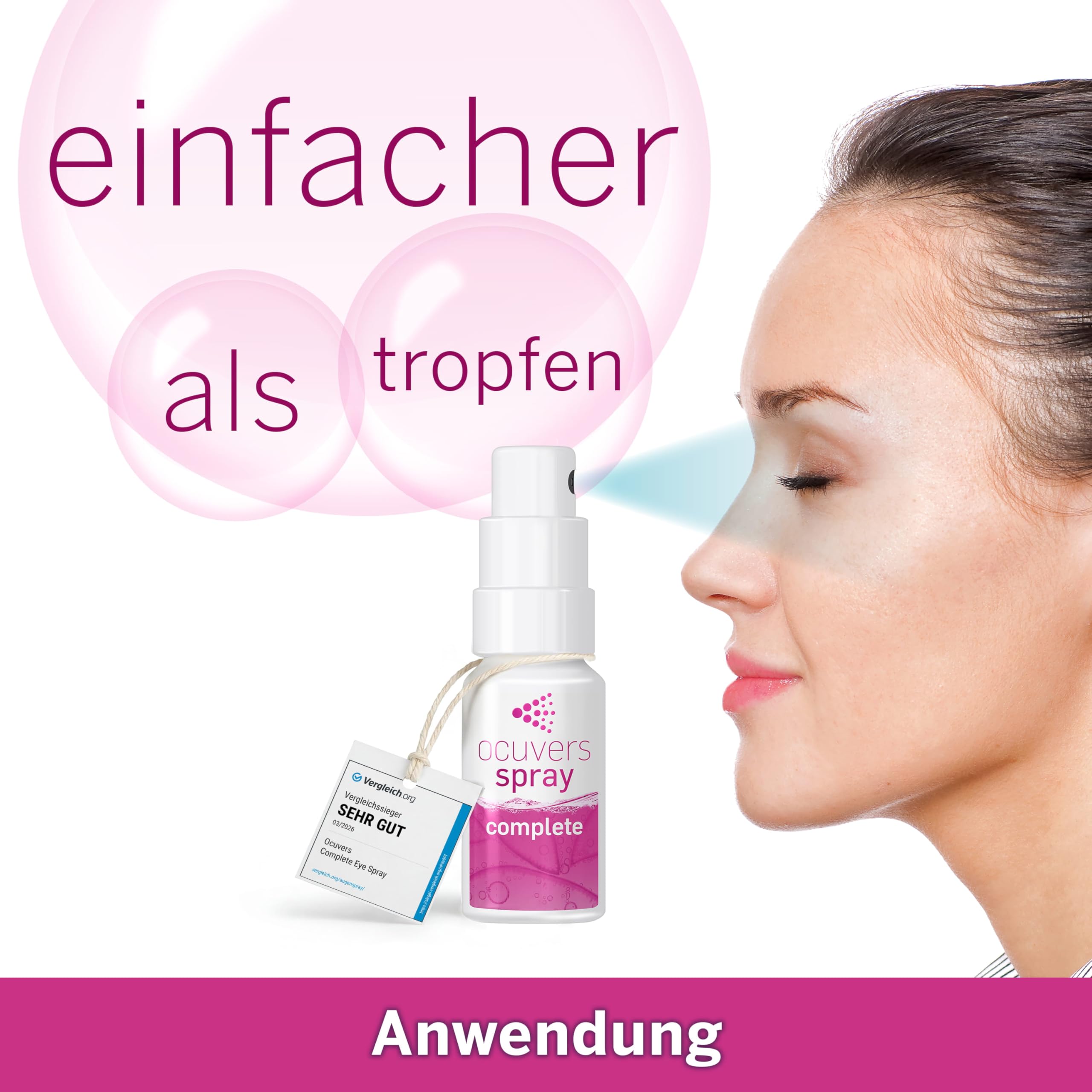 Ocuvers Complete Spray do oczu z 0,3% kwasem hialuronowym, liposomami, aloesem, witaminą B5 i witaminą E - spray do oczu przeciw suchości oczu, 10 ml.